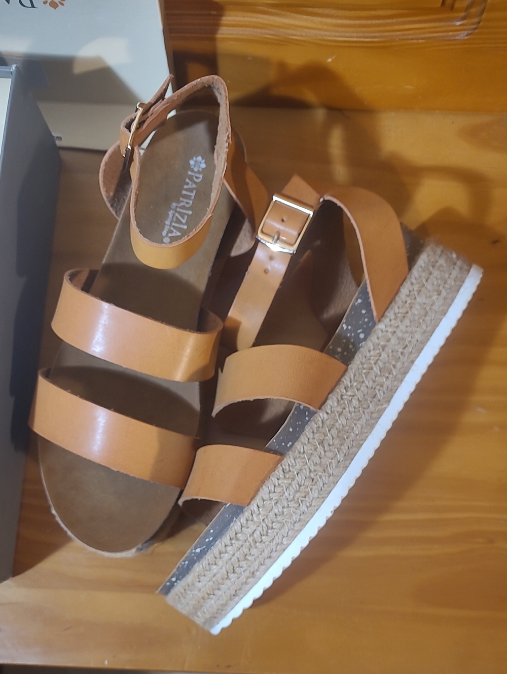 Warm Neutral Leather Espadrille Platform Sandals